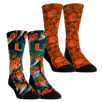 Youth Rock Em  Orange Miami Hurricanes Halloween Crew Socks 2-Pack Set
