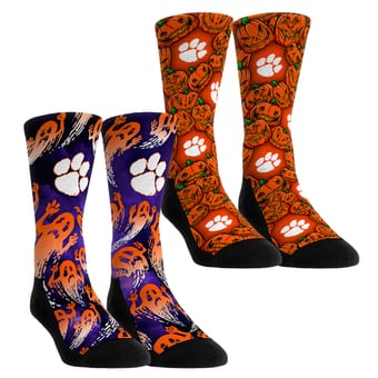 Youth Rock Em  Orange Clemson Tigers Halloween Crew Socks 2-Pack Set