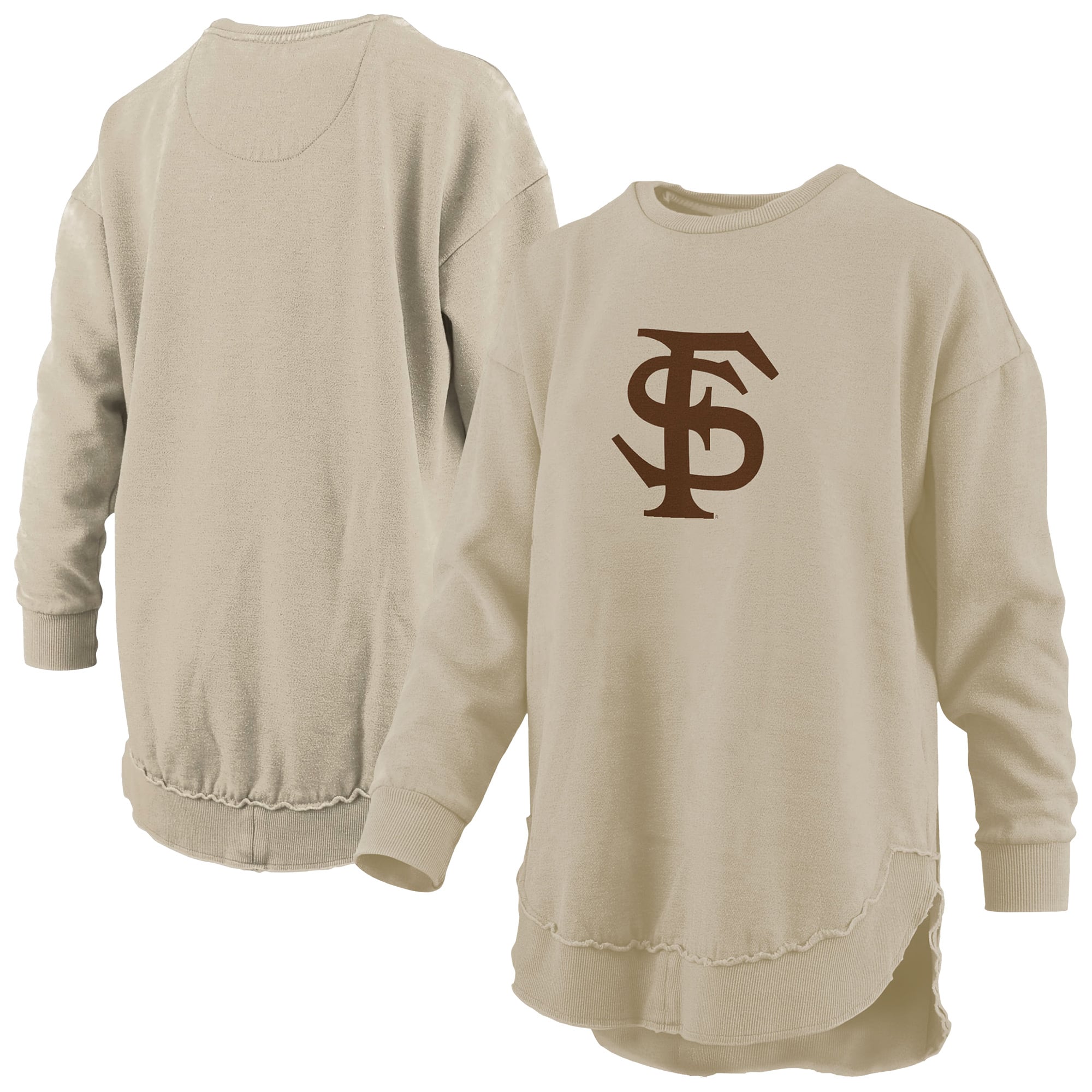 Women's Pressbox Tan Florida State Seminoles Poncho Fleece Pullover Sweatshirt