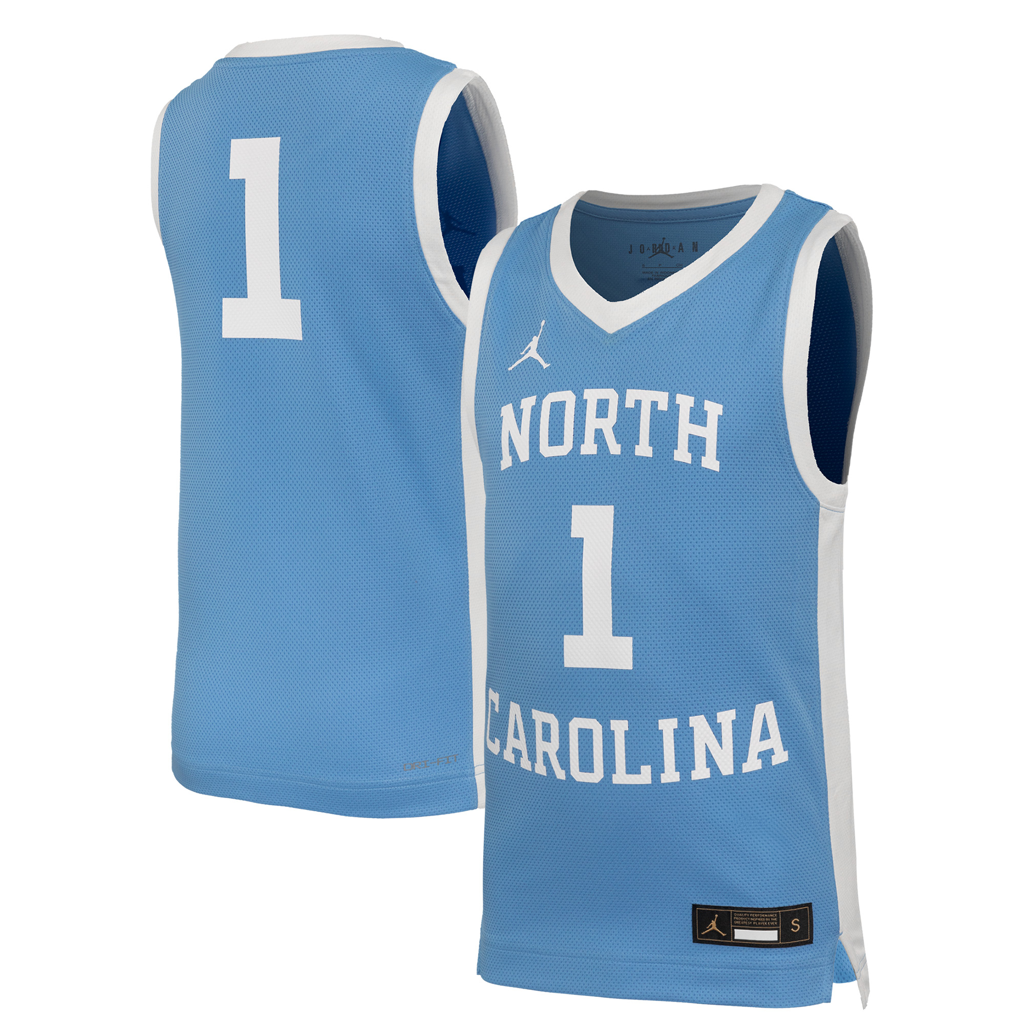 Youth Nike #1 Carolina Blue North Carolina Tar Heels Retro Replica Basketball Jersey