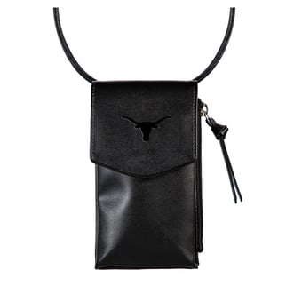 Black Texas Longhorns Hybrid Leather Crossbody Cell Phone Wallet