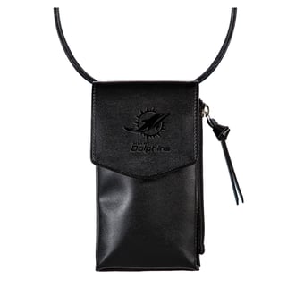 Black Miami Dolphins Hybrid Leather Crossbody Cell Phone Wallet