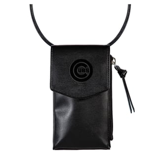 Black Chicago Cubs Hybrid Leather Crossbody Cell Phone Wallet