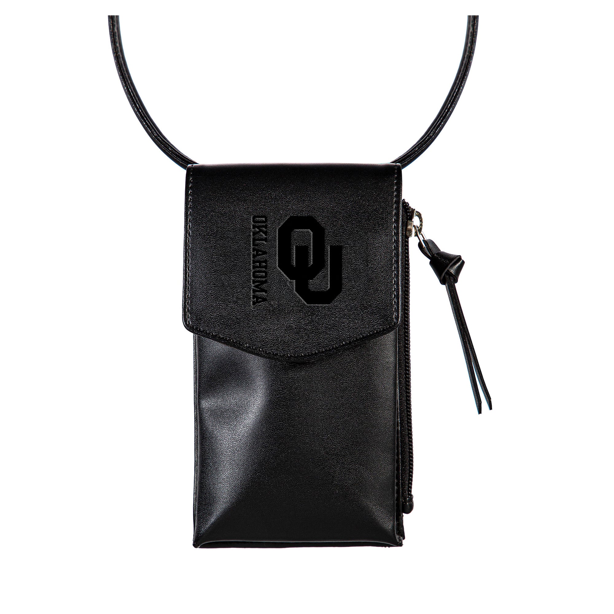 Black Oklahoma Sooners Hybrid Leather Crossbody Cell Phone Wallet