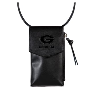 Black Georgia Bulldogs Hybrid Leather Crossbody Cell Phone Wallet
