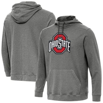 Men's Antigua Heather Charcoal Ohio State Buckeyes Cloud Pullover Hoodie