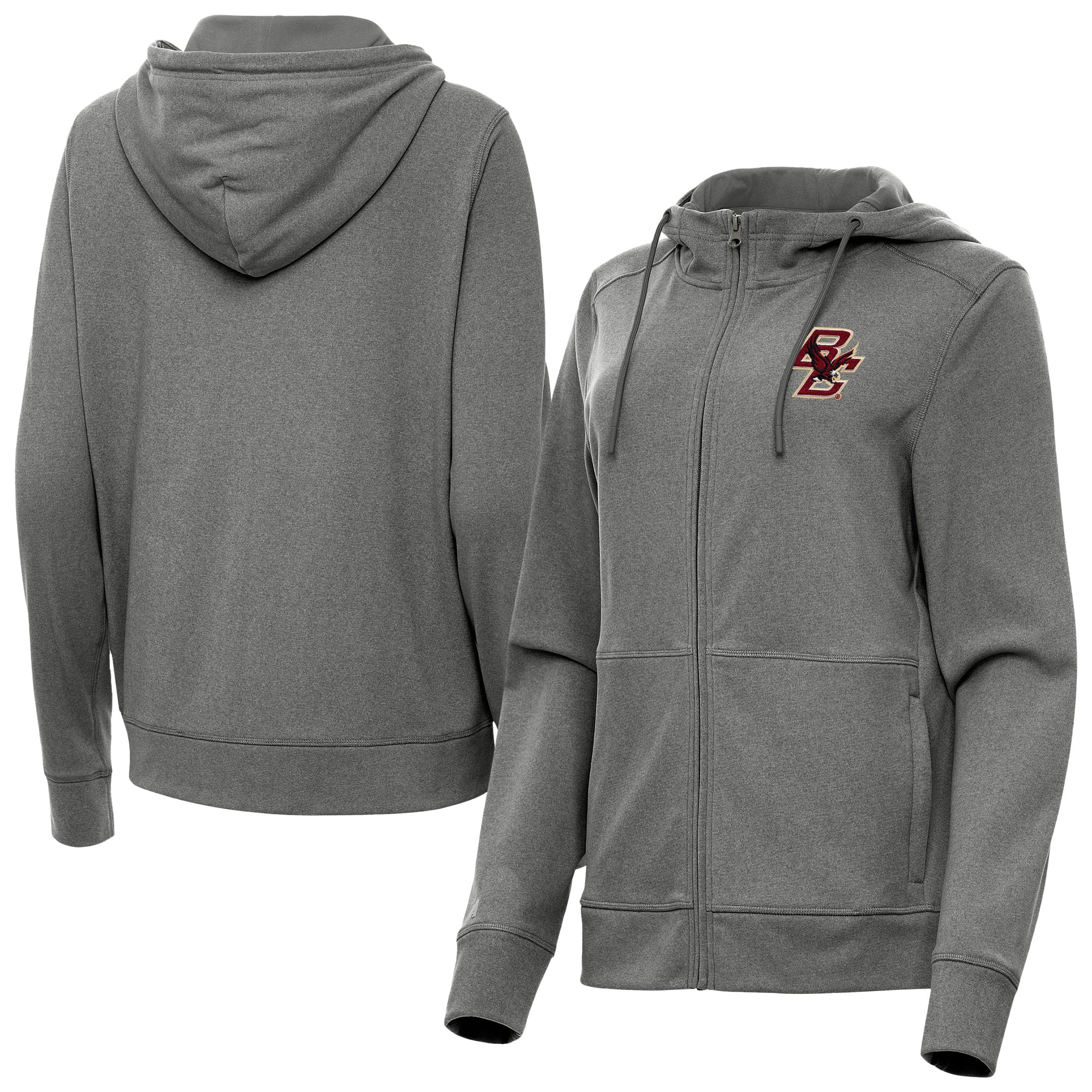 Women's Antigua  Heather Black Boston College Eagles Seeker Full-Zip Hoodie Jacket