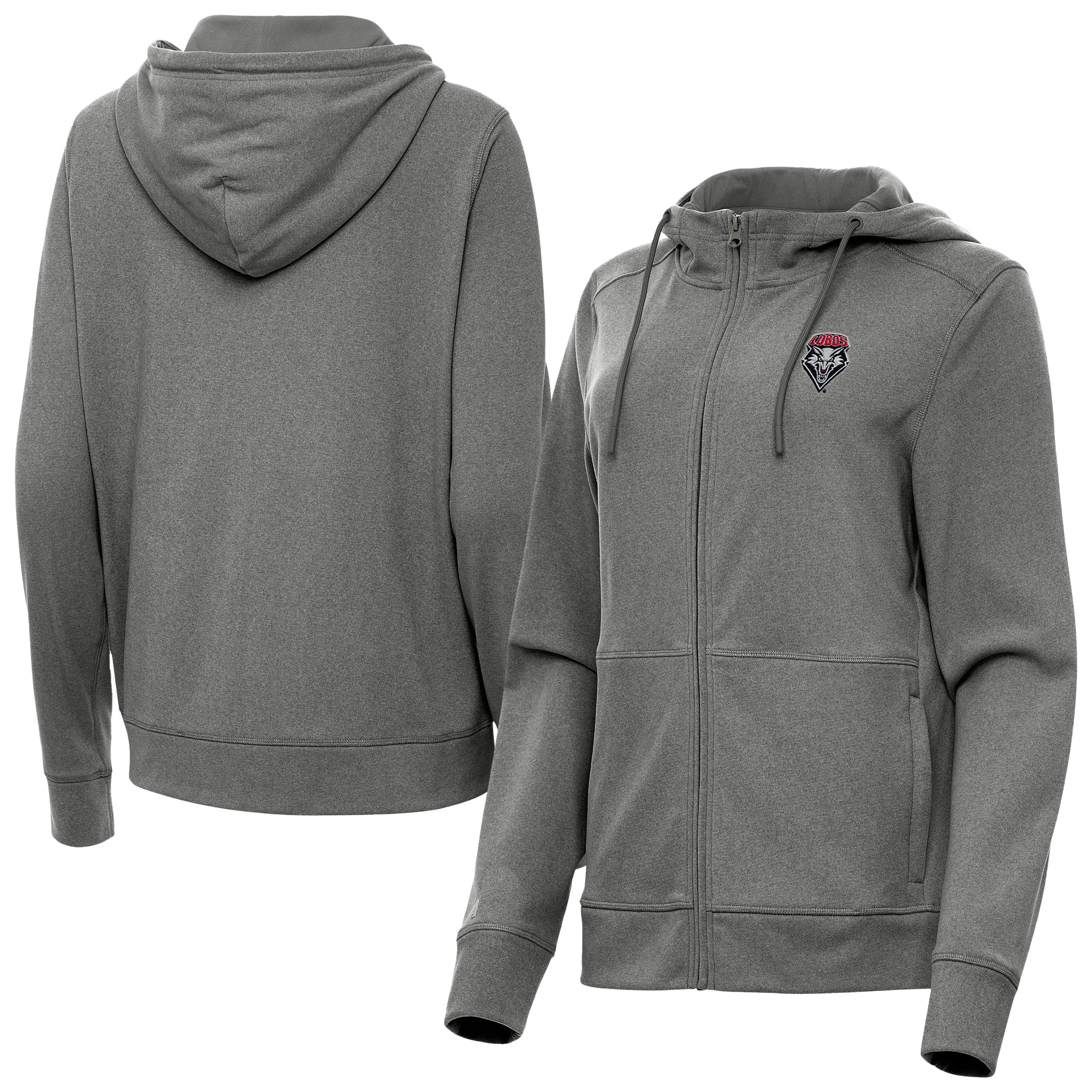 Women's Antigua  Heather Black New Mexico Lobos Seeker Full-Zip Hoodie Jacket