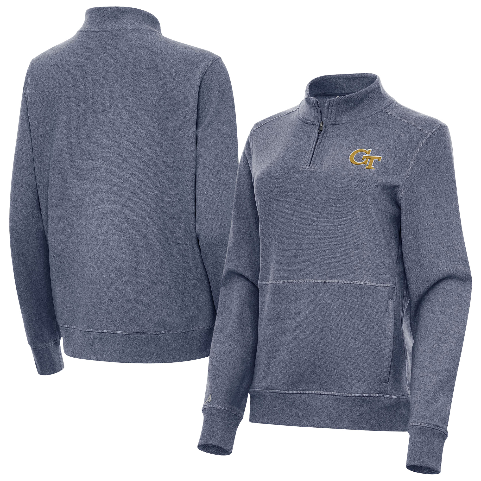 Women’s Antigua Heather Navy Georgia Tech Yellow Jackets Crush Quarter-Zip Jacket Women’s Antigua Heather Navy Georgia Tech Yellow Jackets Crush Quarter-Zip Jacket