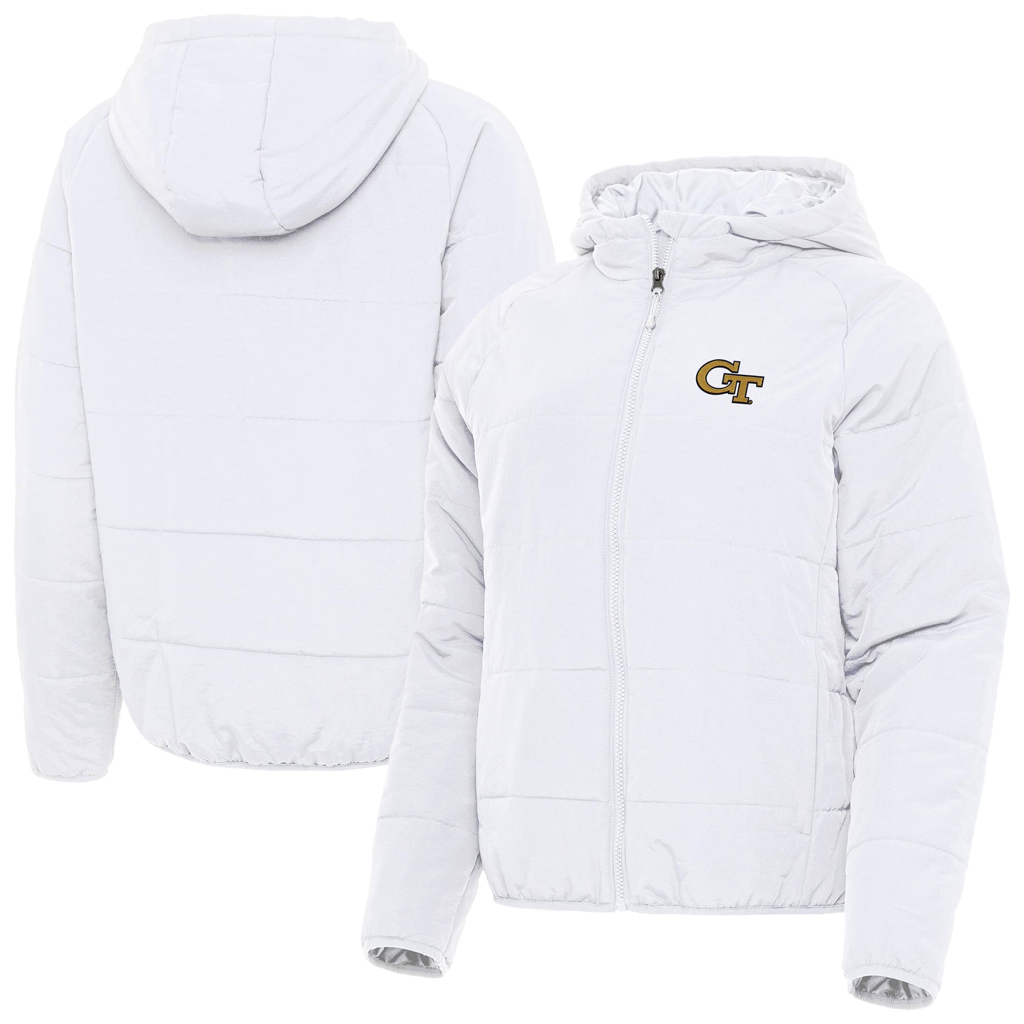 Women's Antigua  White Georgia Tech Yellow Jackets Universe Full-Zip Hoodie Jacket