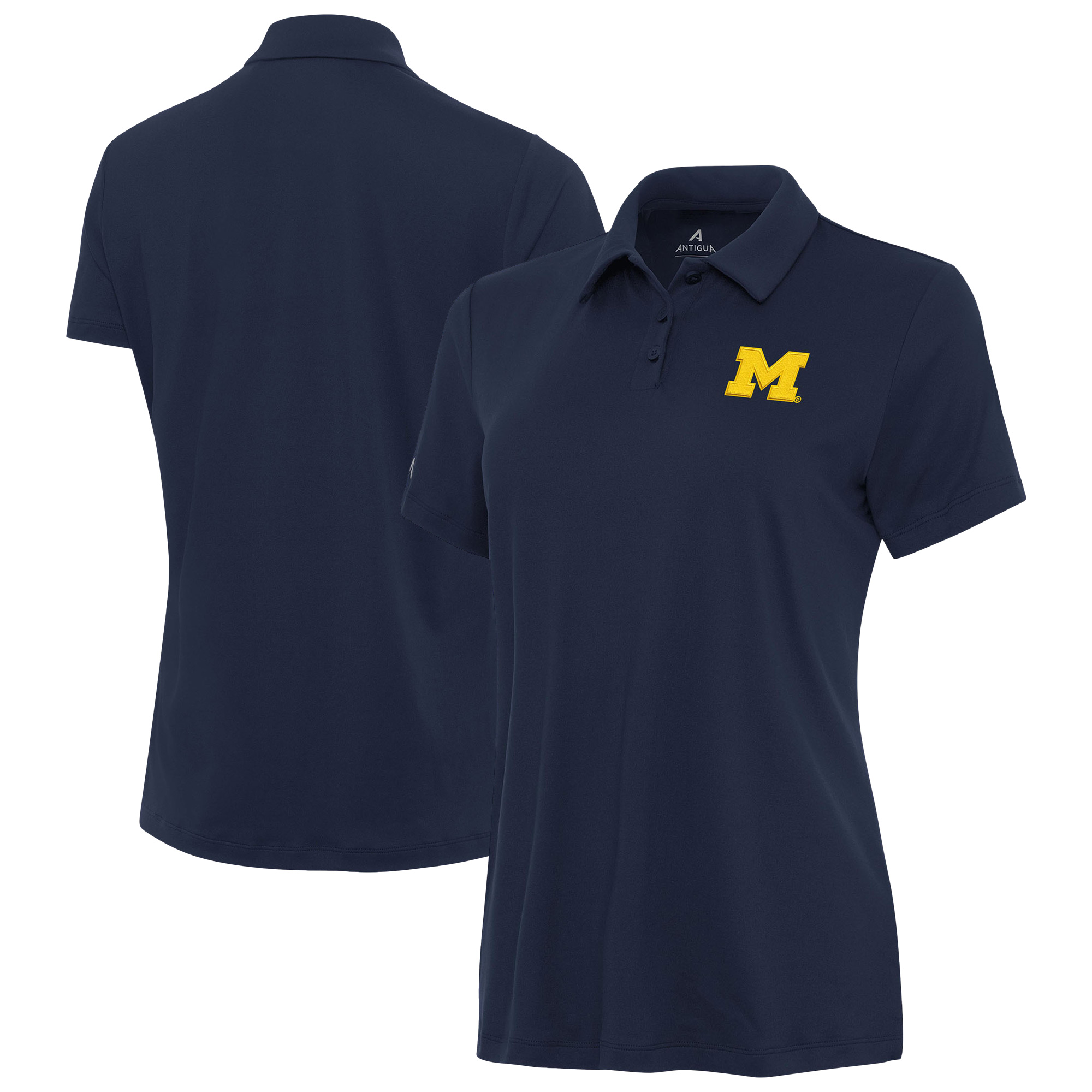 Women’s Antigua Navy Michigan Wolverines Reprocess Polo Women’s Antigua Navy Michigan Wolverines Reprocess Polo