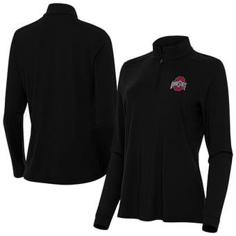 Women's Antigua Black Ohio State Buckeyes Intent Quarter-Zip Top