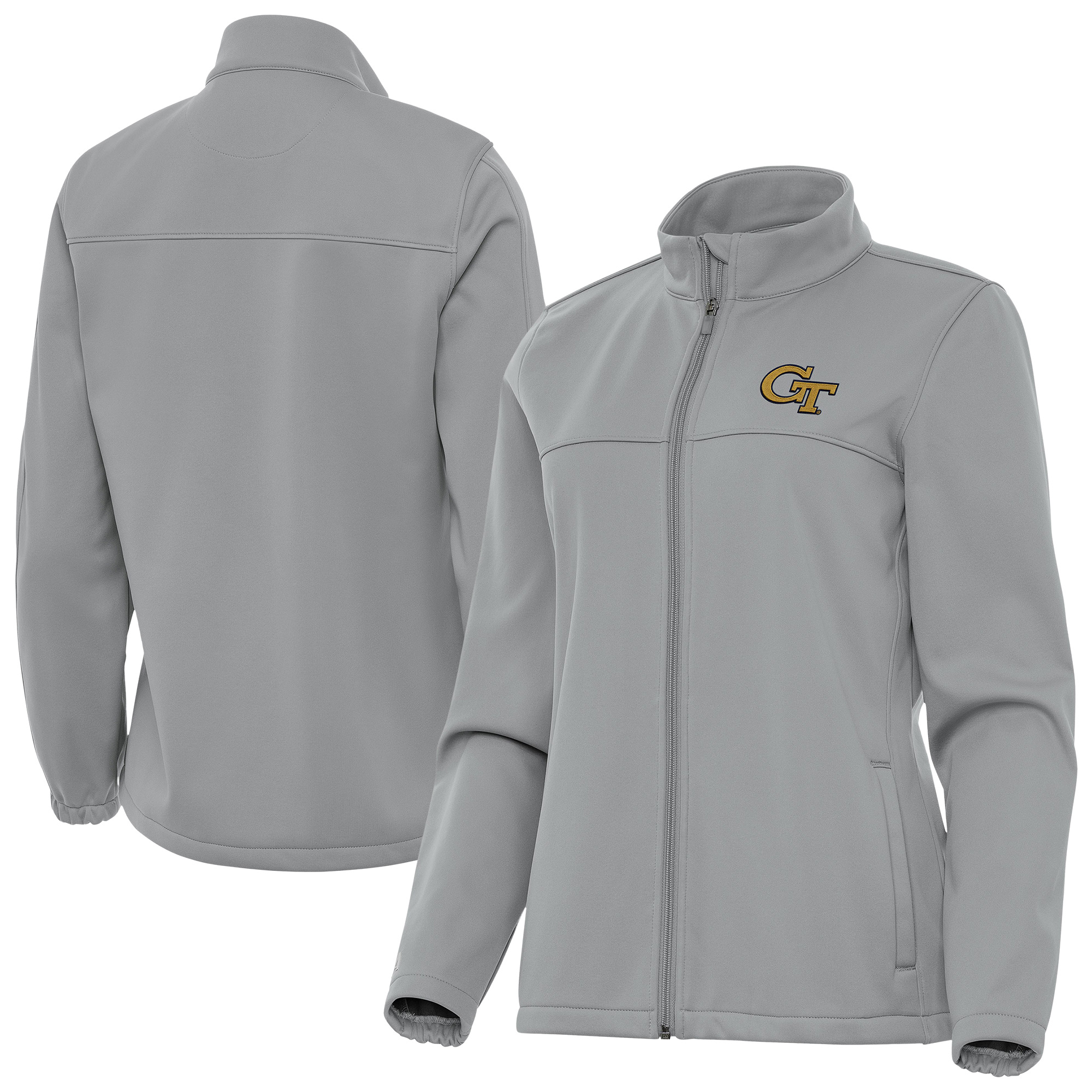 Women’s Antigua Gray Georgia Tech Yellow Jackets Links 2 Golf Jacket