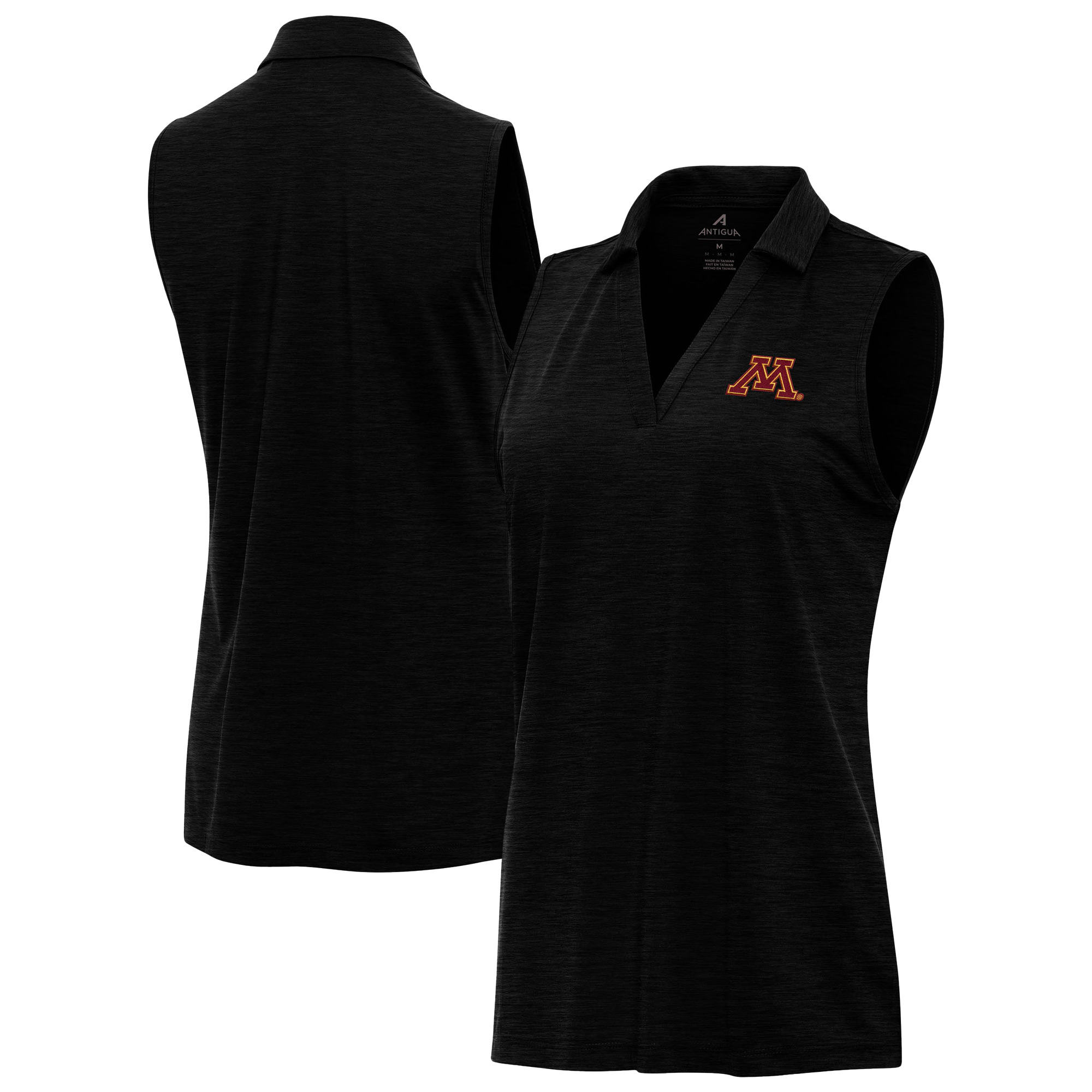 Women’s Antigua Heather Black Minnesota Golden Gophers Layout Sleeveless V-Neck Polo Women’s Antigua Heather Black Minnesota Golden Gophers Layout Sleeveless V-Neck Polo