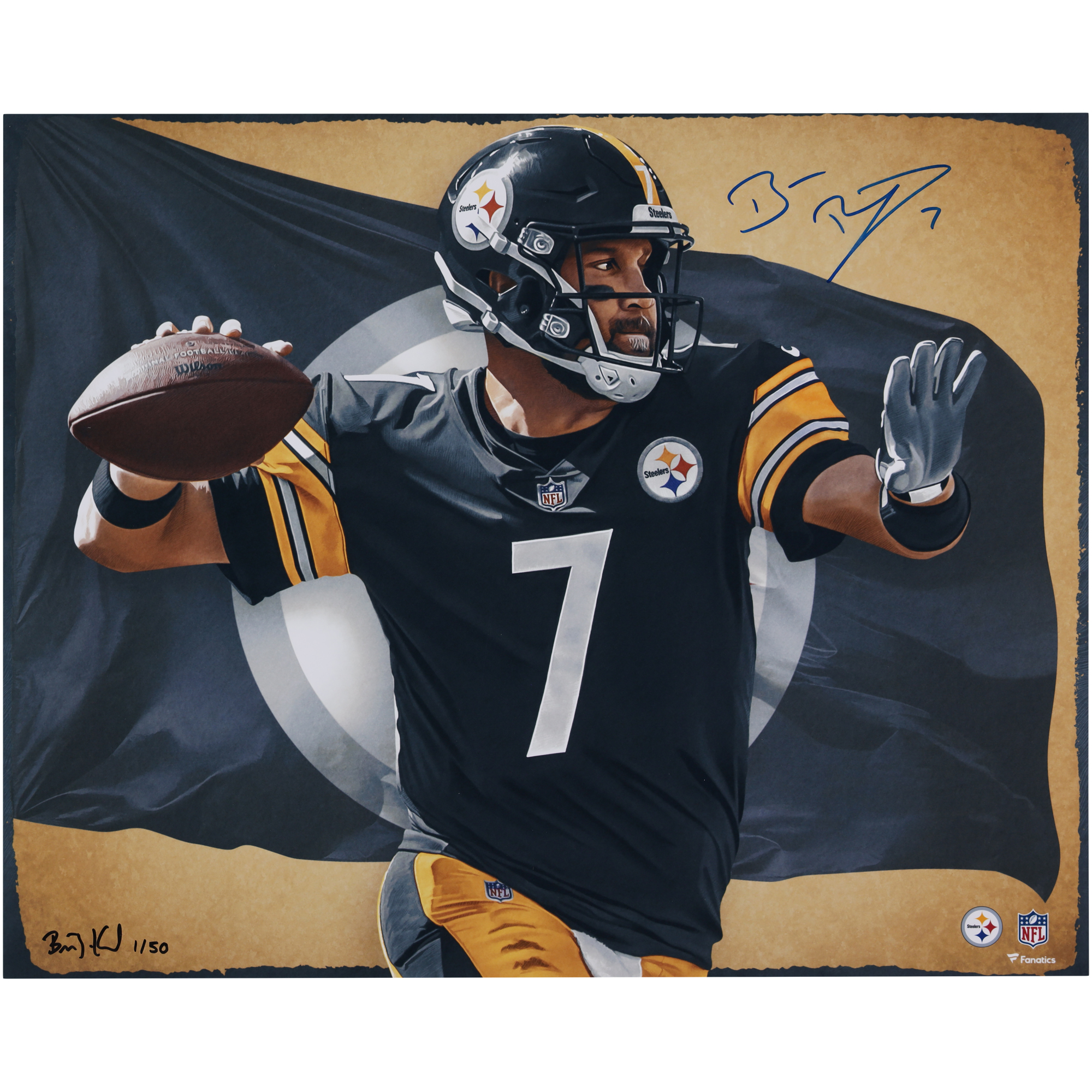 Ben Roethlisberger Pittsburgh Steelers Autographed 16" x 20" Photo Print - Art by Brian Konnick - Limited Edition #1 of 50