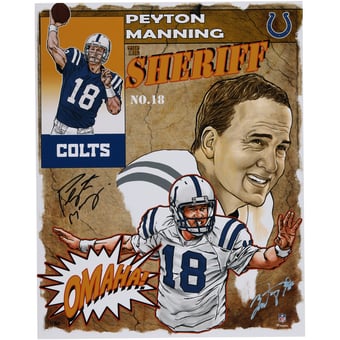 Peyton Manning Indianapolis Colts Autographed 16" x 20" Photo Print - Art by Brian Kong - Limited Edition of 50
