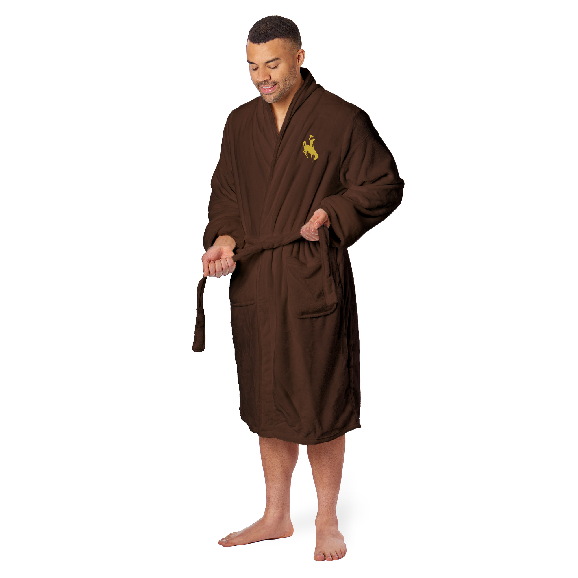 Men's The Northwest Group  Brown Wyoming Cowboys Silk Touch Bathrobe