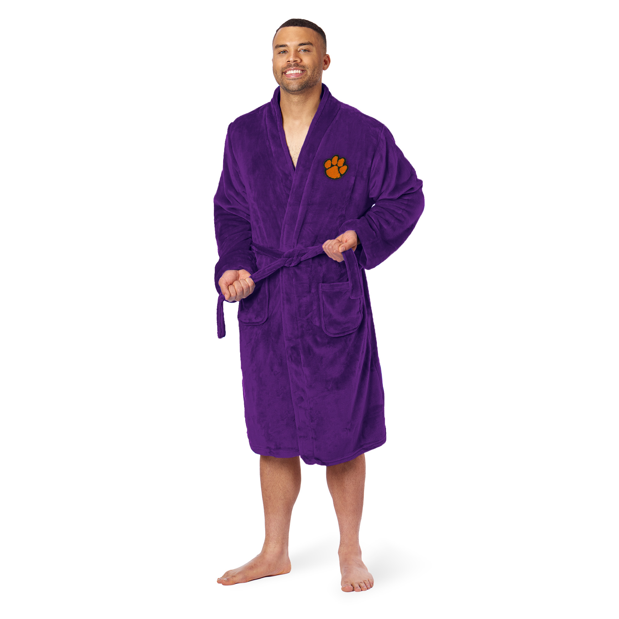 Men's The Northwest Group  Purple Clemson Tigers Silk Touch Bathrobe