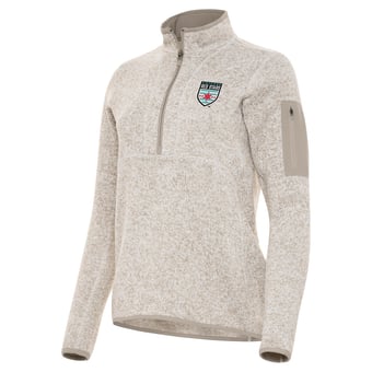 Women's Antigua Cream Chicago Red Stars Fortune Quarter-Zip Jacket