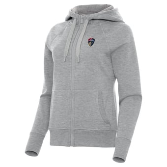 Women's Antigua Heather Gray North Carolina Courage Victory Full-Zip Hoodie