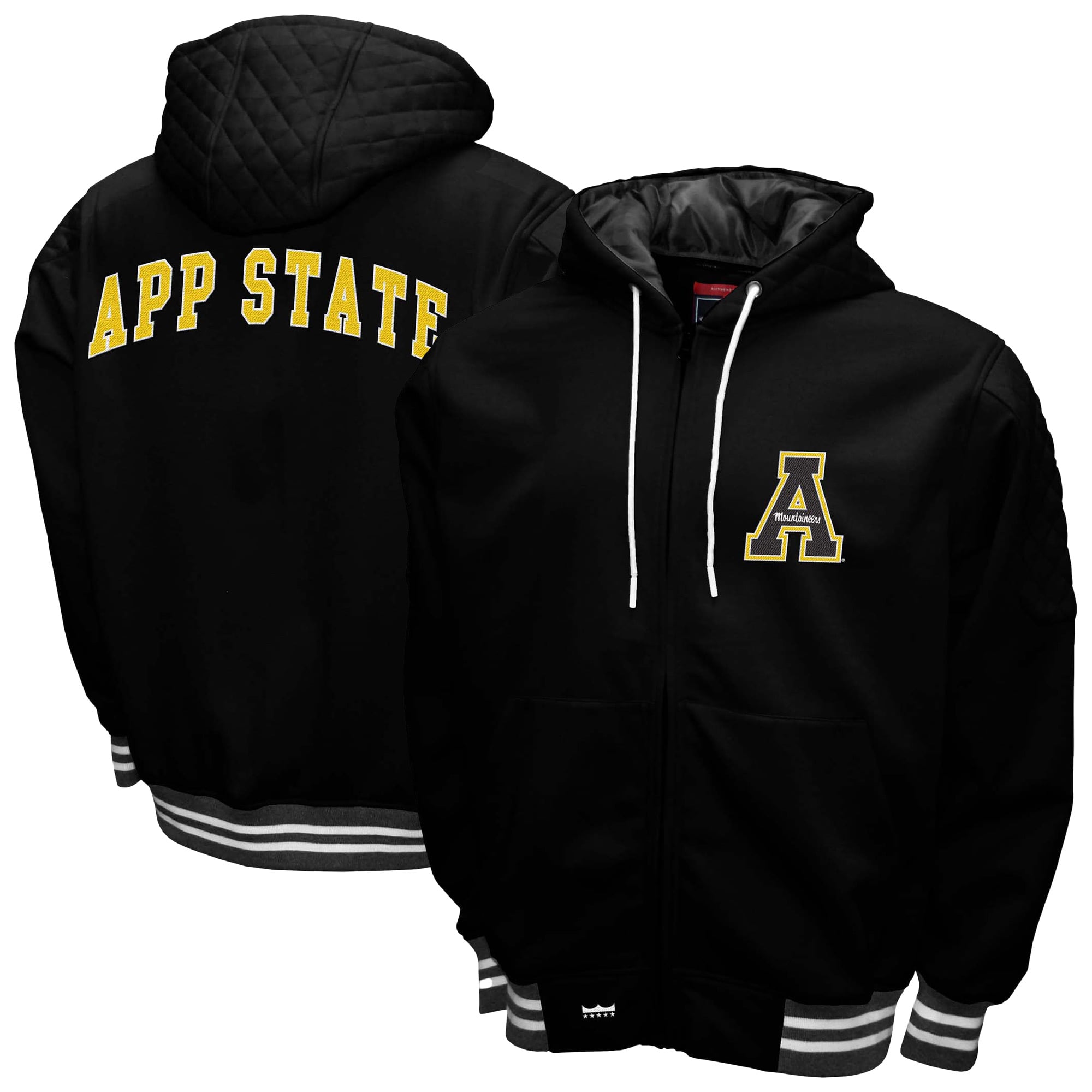 Men's Franchise Club Black Appalachian State Mountaineers Grind Full-Zip Hoodie Jacket