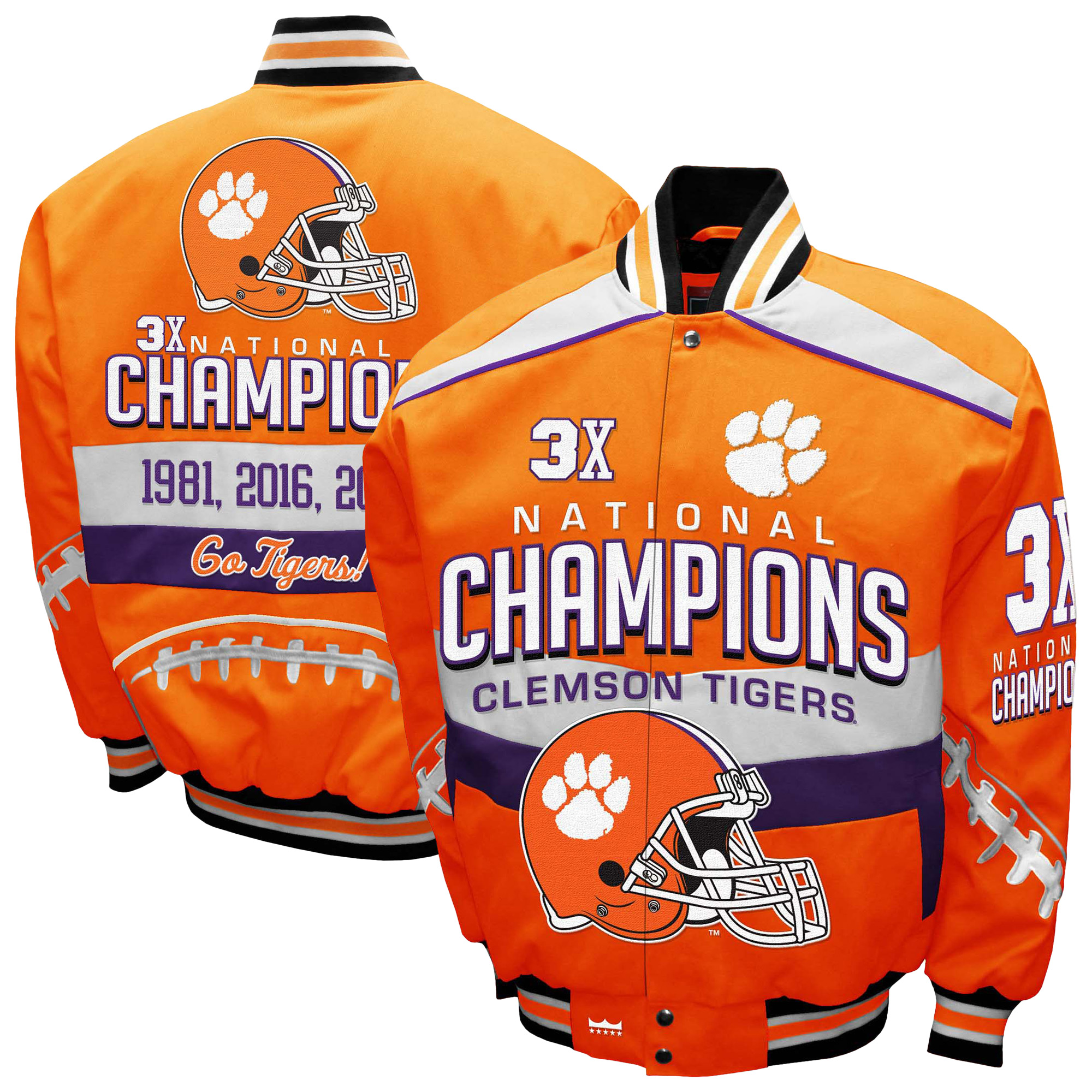 Men's Franchise Club Orange Clemson Tigers Cotton Twill Full-Snap Jacket