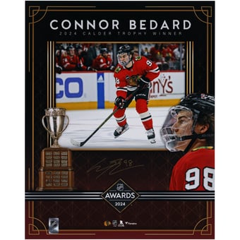 Connor Bedard Chicago Blackhawks Autographed 16" x 20" 2024 Calder Trophy Stylized Photograph