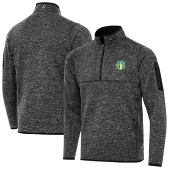 Men's Antigua Heather Black Chicago Sky Fortune Quarter-Zip Pullover Jacket
