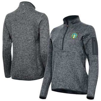 Women's Antigua Heather Gray Chicago Sky Fortune Half-Zip Pullover Jacket