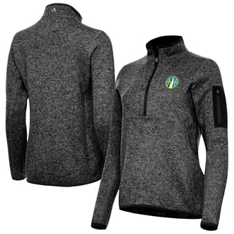 Women's Antigua Heather Black Chicago Sky Fortune Half-Zip Pullover Jacket
