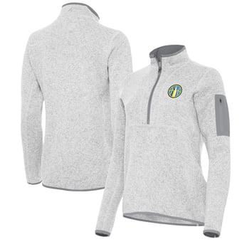 Women's Antigua Heather Gray Chicago Sky Fortune Half-Zip Pullover Jacket