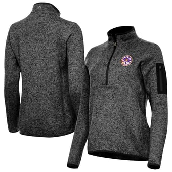 Women's Antigua Heather Black Los Angeles Sparks Fortune Half-Zip Pullover Jacket