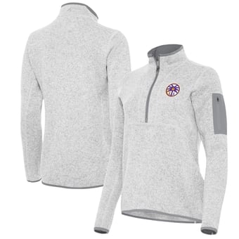 Women's Antigua Heather Gray Los Angeles Sparks Fortune Half-Zip Pullover Jacket