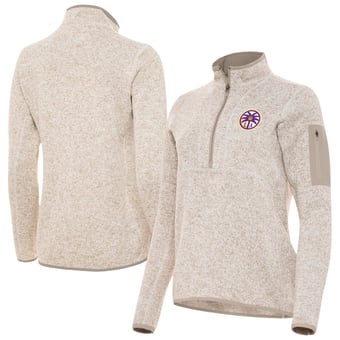 Women's Antigua Oatmeal Los Angeles Sparks Fortune Half-Zip Pullover Jacket