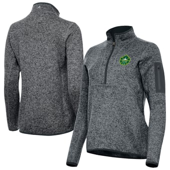 Women's Antigua Heather Gray Seattle Storm Fortune Half-Zip Pullover Jacket