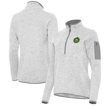 Women's Antigua Heather Gray Seattle Storm Fortune Half-Zip Pullover Jacket
