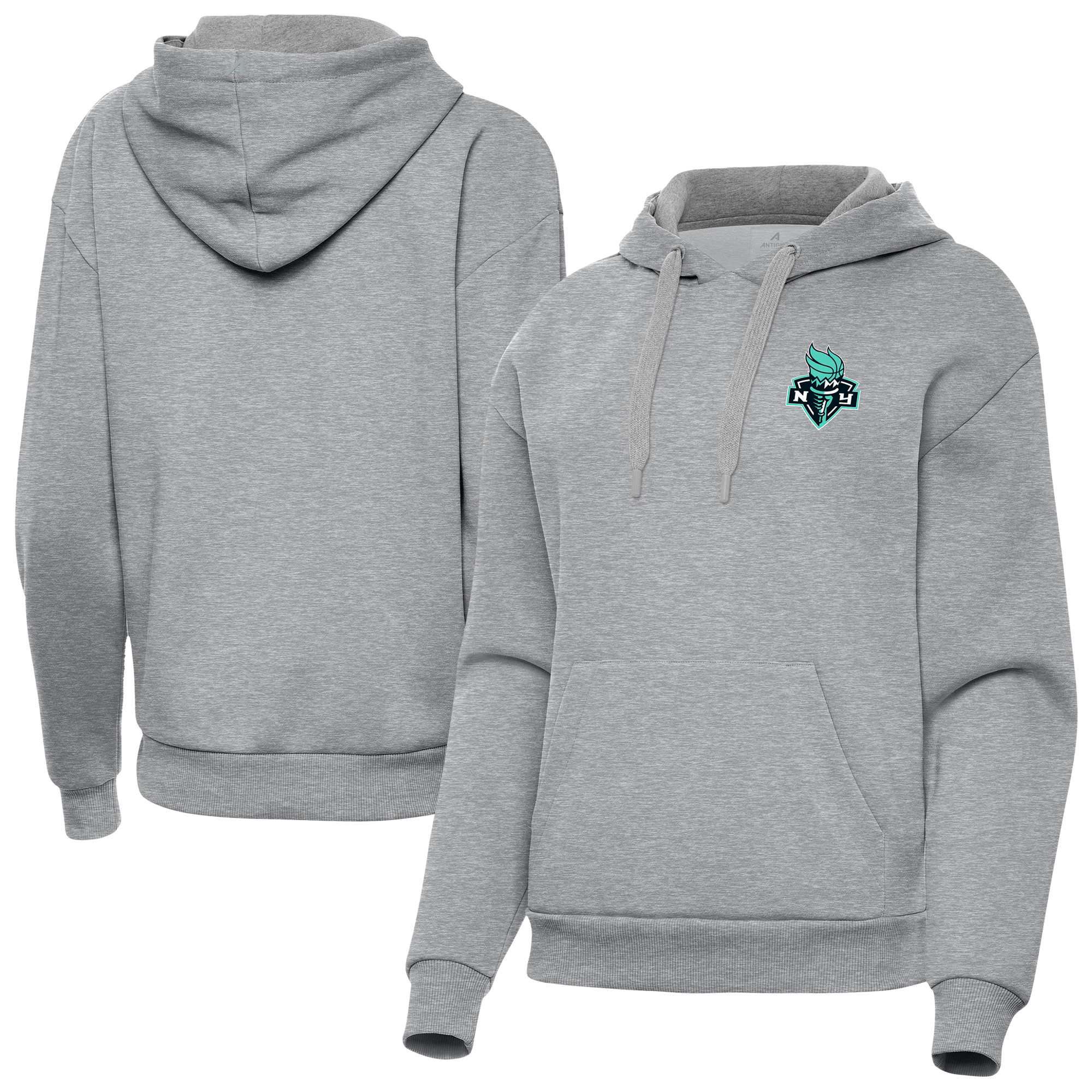 Women’s Antigua Heather Gray New York Liberty Victory Pullover Hoodie Women’s Antigua Heather Gray New York Liberty Victory Pullover Hoodie