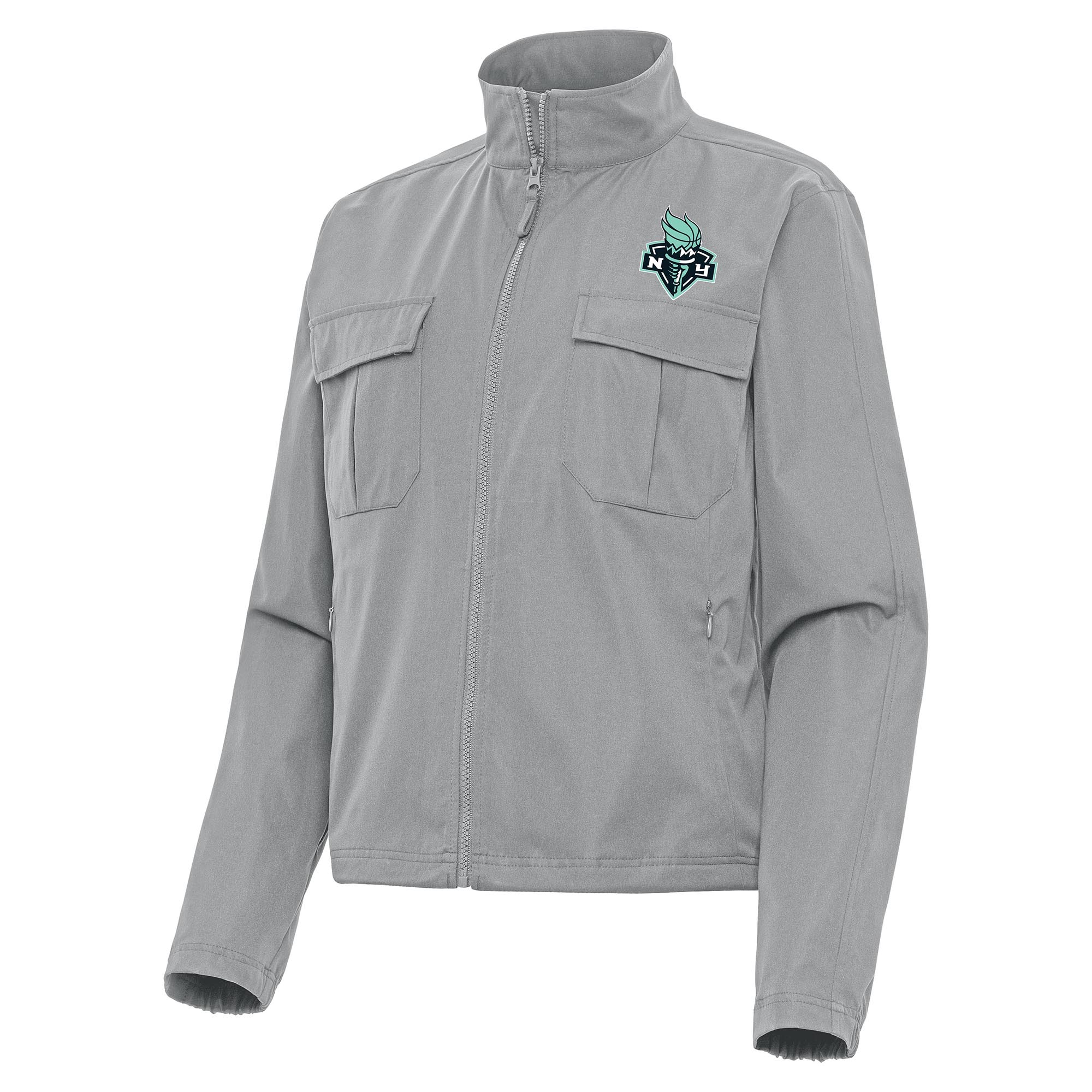 Women’s Antigua Gray New York Liberty Even Par Full-Zip Jacket Women’s Antigua Gray New York Liberty Even Par Full-Zip Jacket
