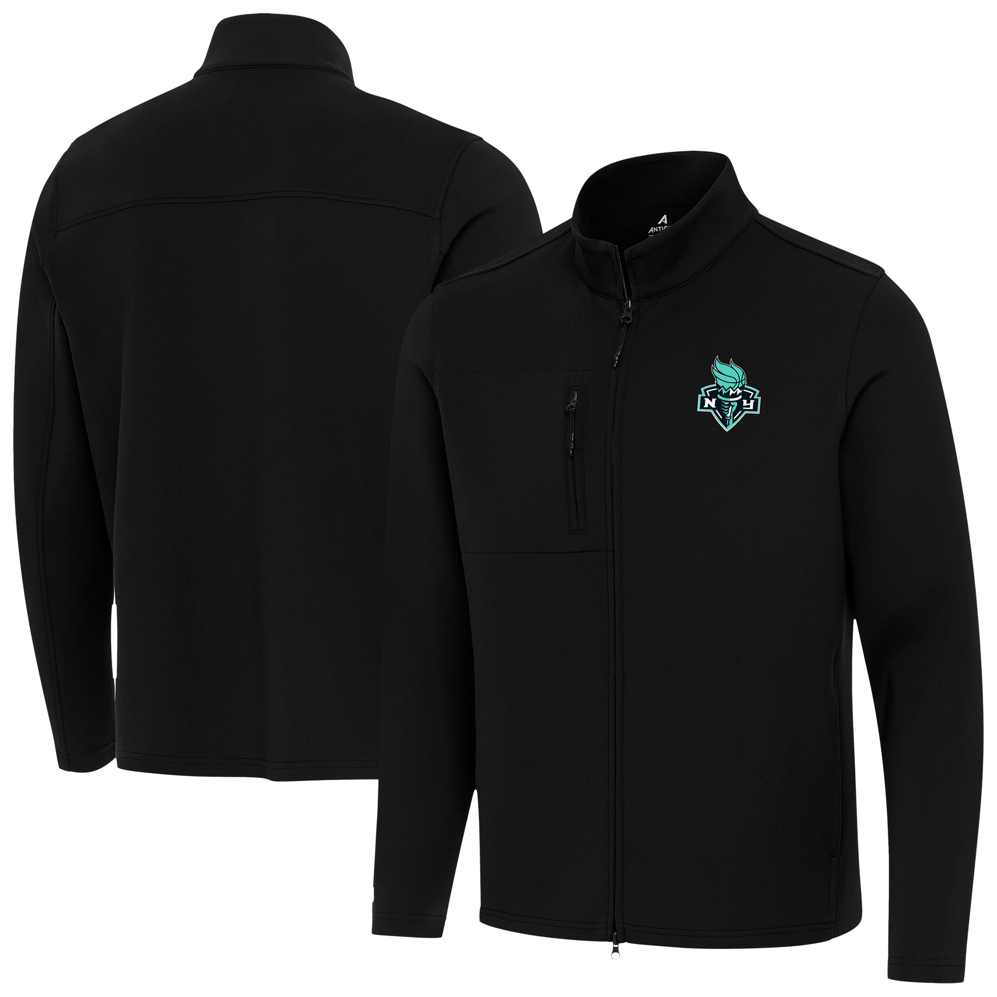 Men’s Antigua Black New York Liberty Objection Full-Zip Jacket Men’s Antigua Black New York Liberty Objection Full-Zip Jacket