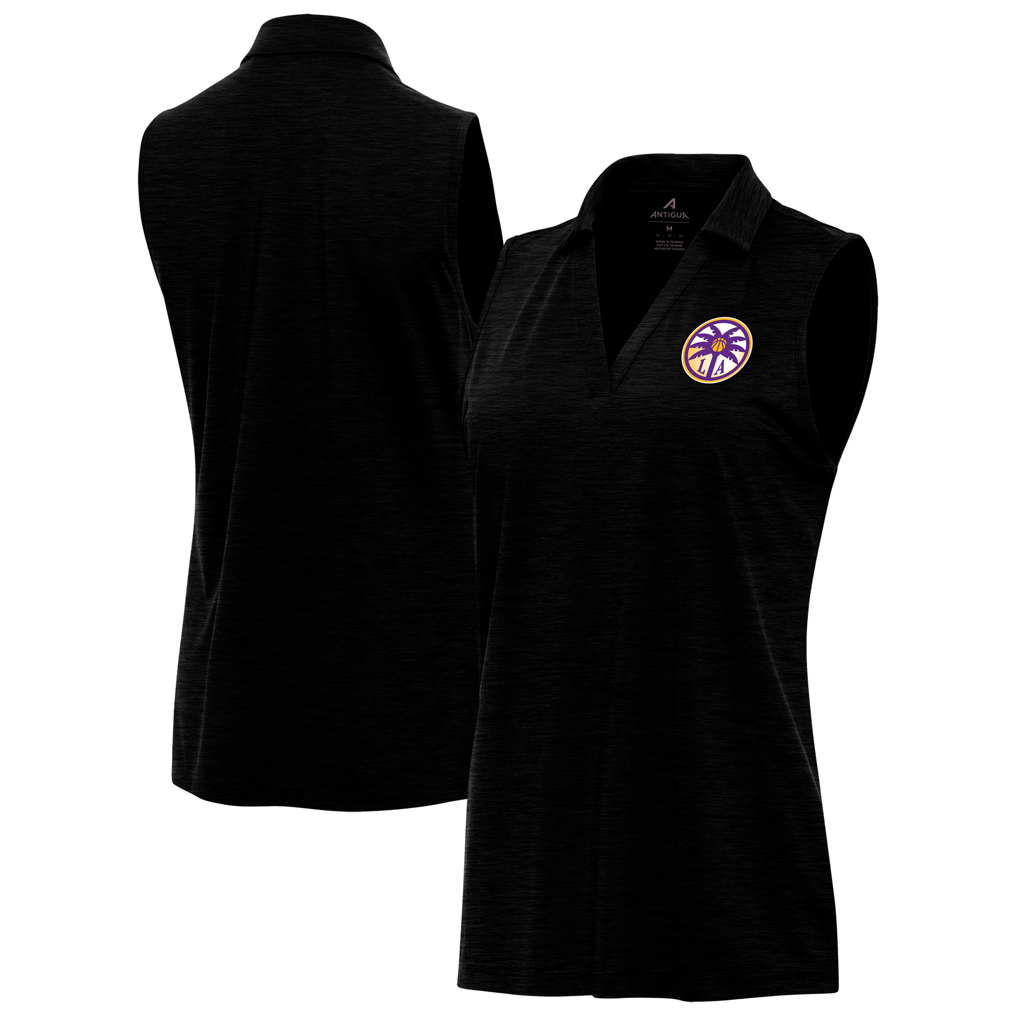 Women’s Antigua Heather Black Los Angeles Sparks Layout Sleeveless V-Neck Polo Women’s Antigua Heather Black Los Angeles Sparks Layout Sleeveless V-Neck Polo