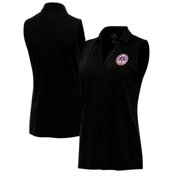 Women's Antigua Heather Black Los Angeles Sparks Layout Sleeveless V-Neck Polo