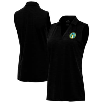 Women's Antigua Heather Black Chicago Sky Layout Sleeveless V-Neck Polo