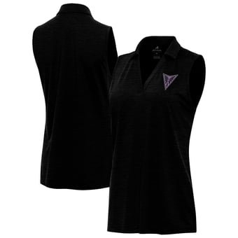 Women's Antigua Heather Black Golden State Valkyries Layout Sleeveless V-Neck Polo