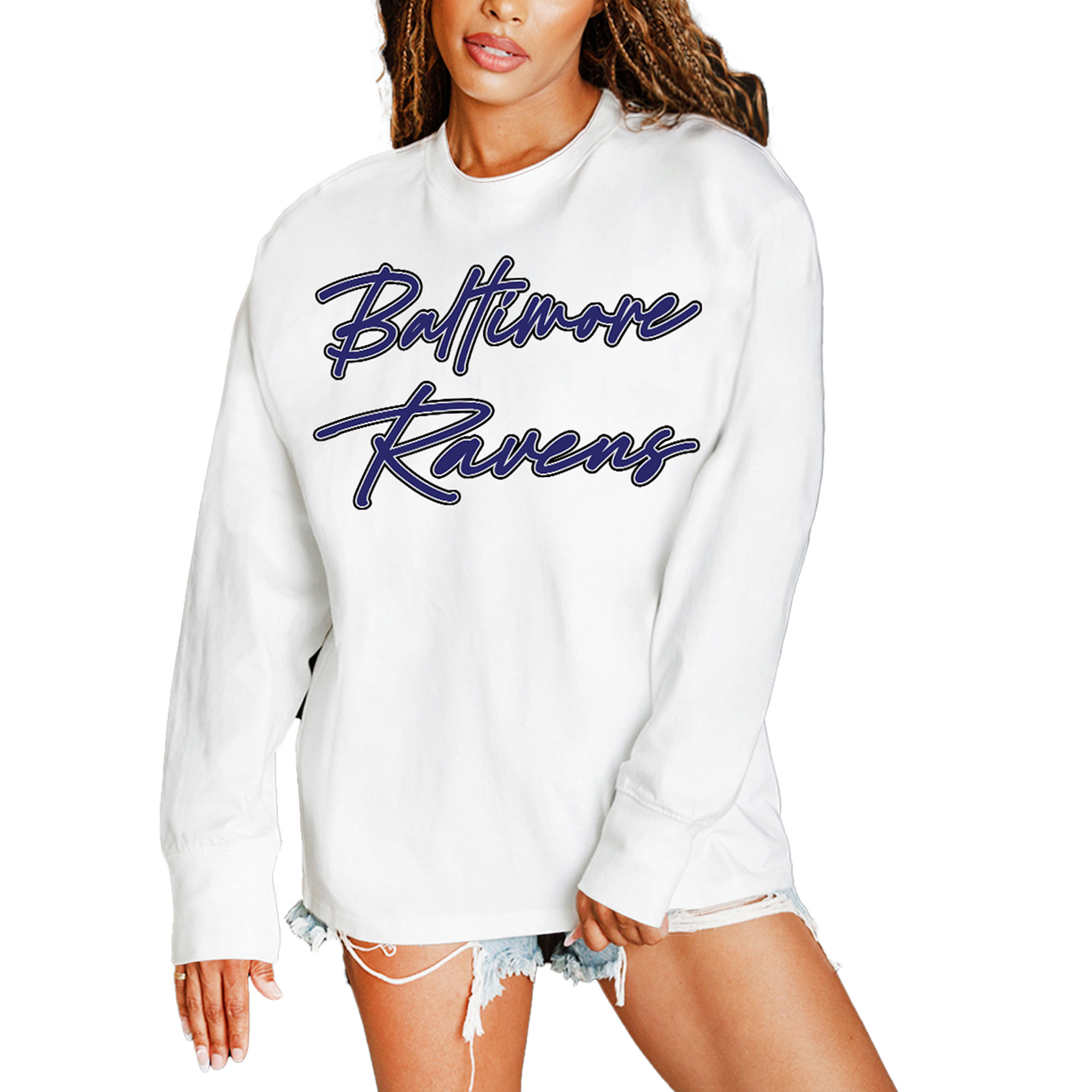 Gameday Couture Women's White Baltimore Ravens Classic Comeback Oversized Long-Sleeve T-Shirt - White