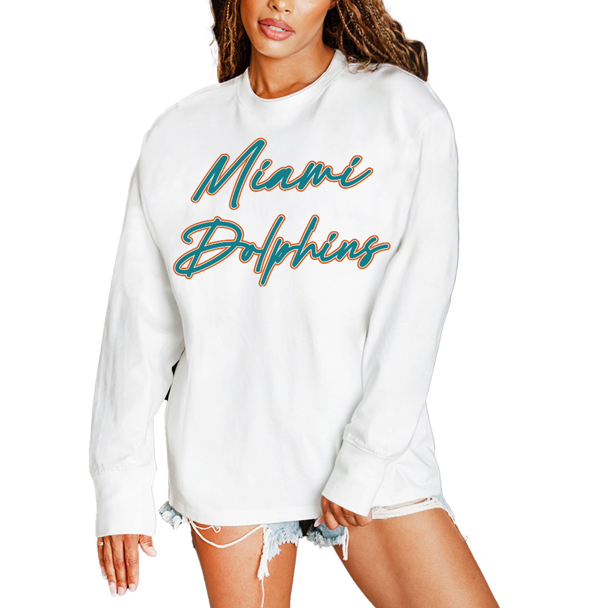 Gameday Couture Women's White Miami Dolphins Classic Comeback Oversized Long-Sleeve T-Shirt - White