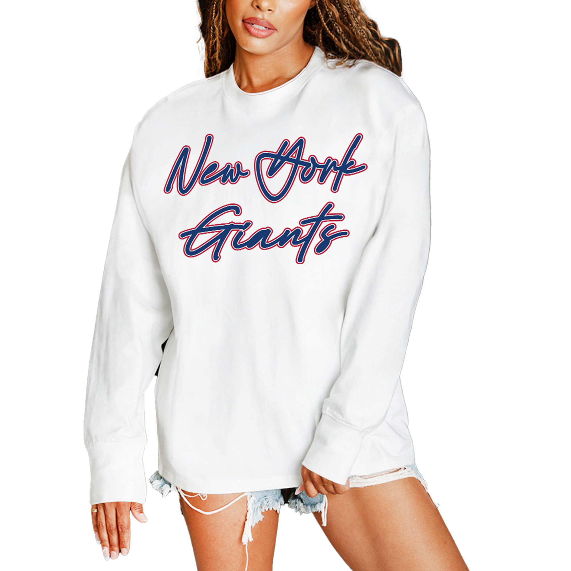 Women’s Gameday Couture White New York Giants Classic Comeback Oversized Long Sleeve T-Shirt Women’s Gameday Couture White New York Giants Classic Comeback Oversized Long Sleeve T-Shirt