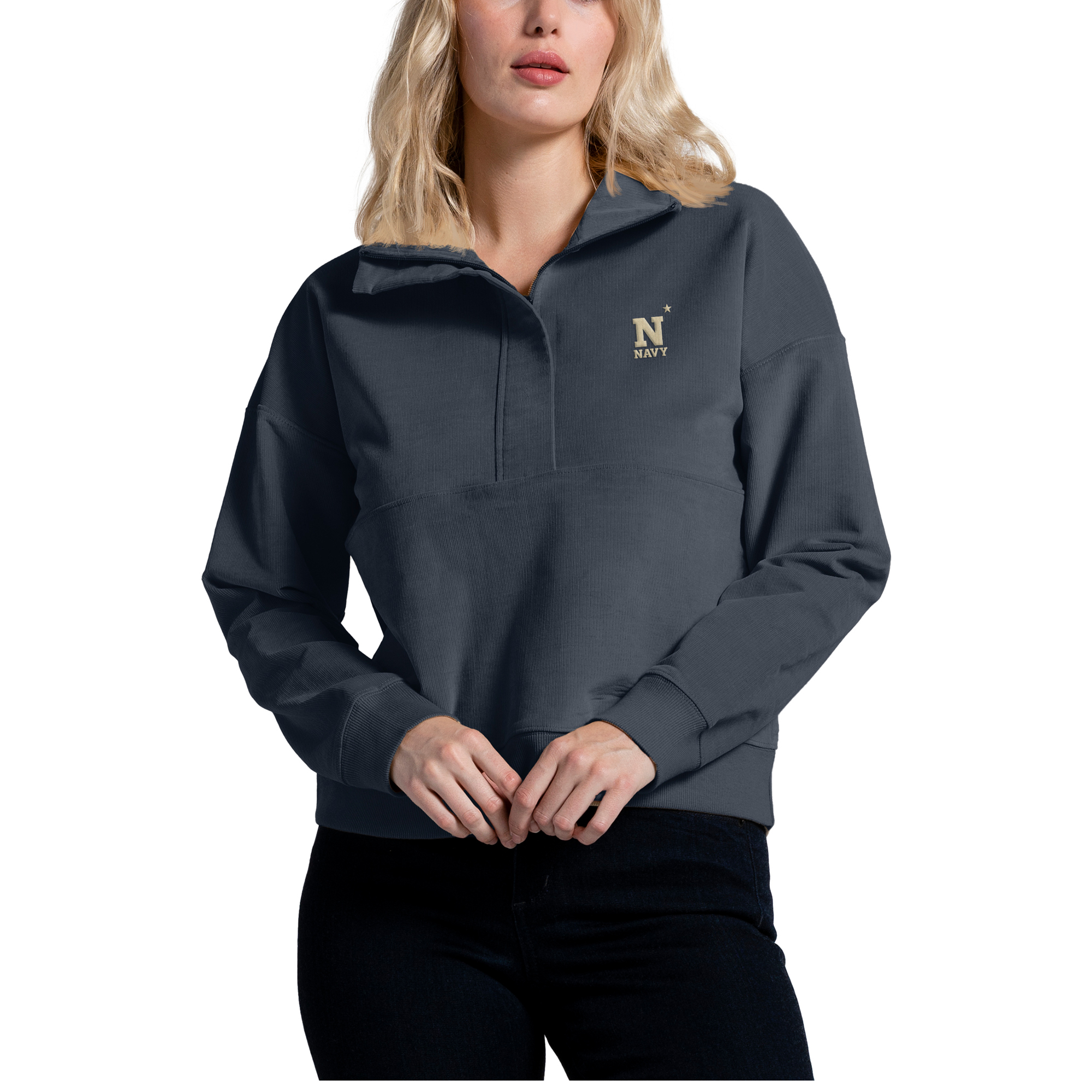 Women’s League Collegiate Wear Navy Navy Midshipmen Stretch Cord Half-Zip Sweatshirt Women’s League Collegiate Wear Navy Navy Midshipmen Stretch Cord Half-Zip Sweatshirt