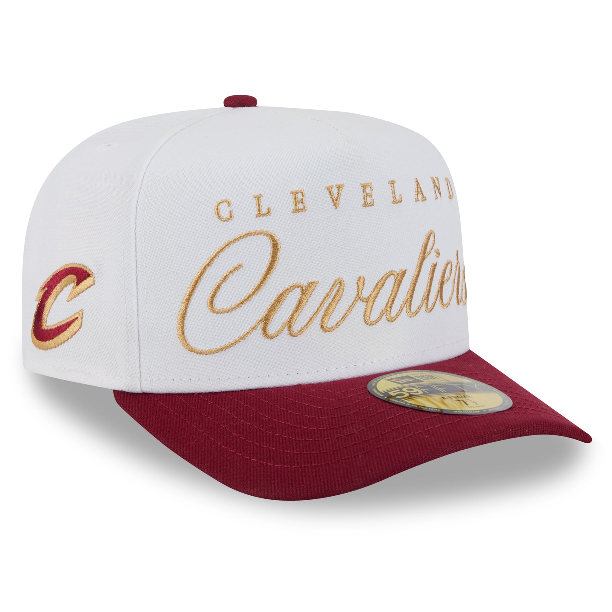 Men's New Era White/Wine Cleveland Cavaliers 2025 NBA Draft A-Frame 59FIFTY Fitted Hat