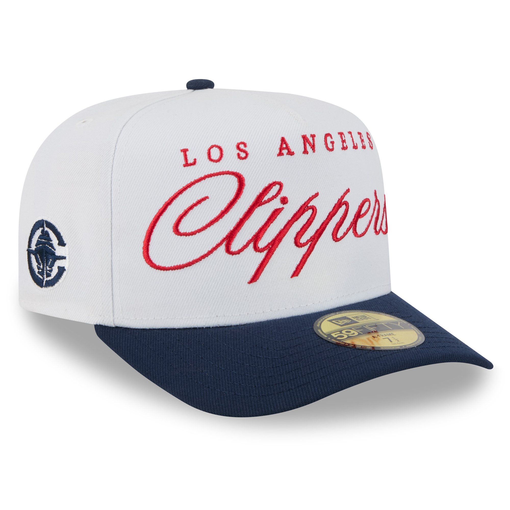 Men's New Era White/Navy LA Clippers 2025 NBA Draft A-Frame 59FIFTY Fitted Hat