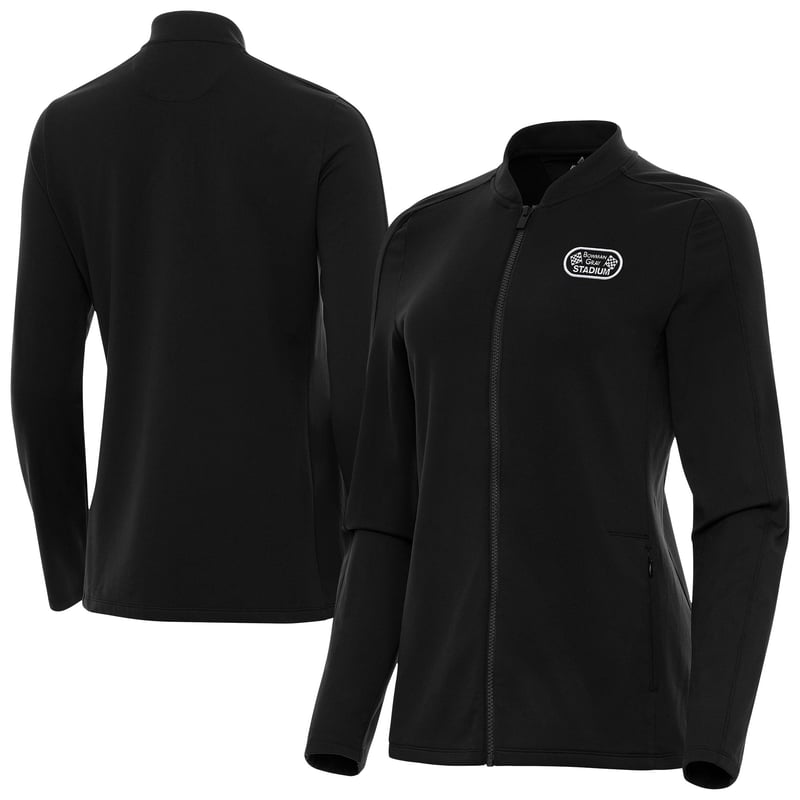 Women's Antigua  Black Bowman Gray Stadium Continual Full-Zip Jacket